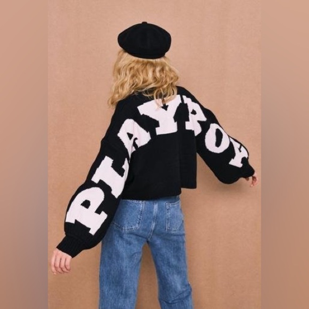 Women's Back Graphic Oversized Knit Sweater